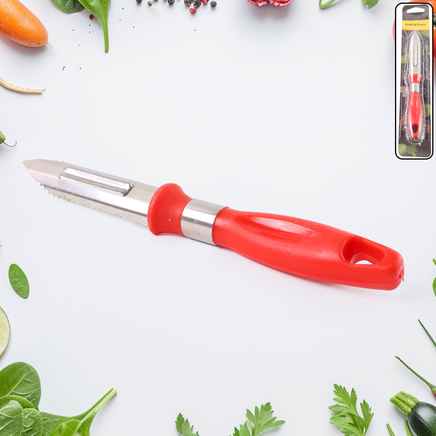 Multipurpose 2-in-1 Stainless Steel Knife  Peeler (1 Pc) Multipurpose 2-in-1 Stainless Steel Knife  Peeler (1 Pc)